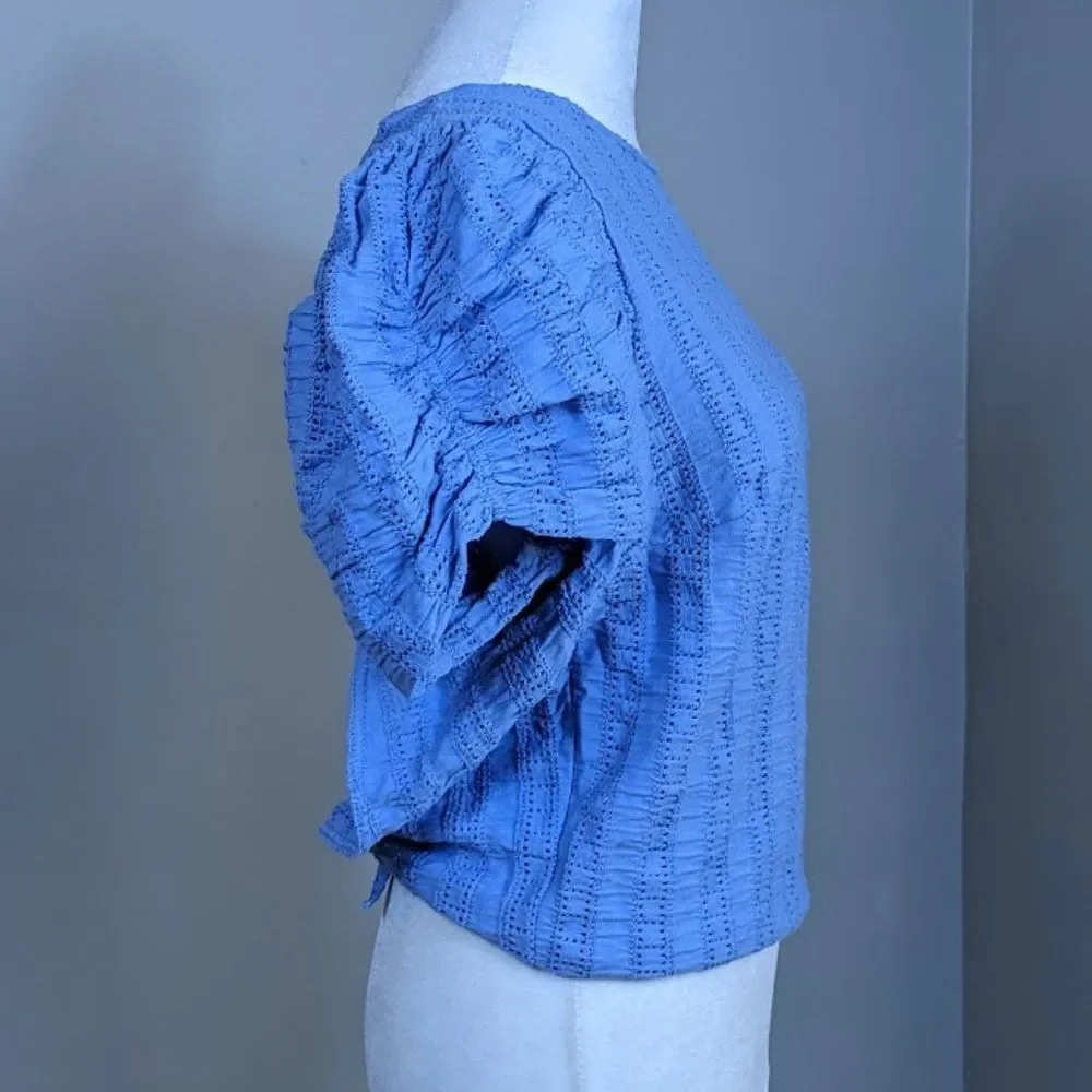 NWT Free People Puff Sleeve Top Star Struck Open Back Cottage Milkmaid Prairie
